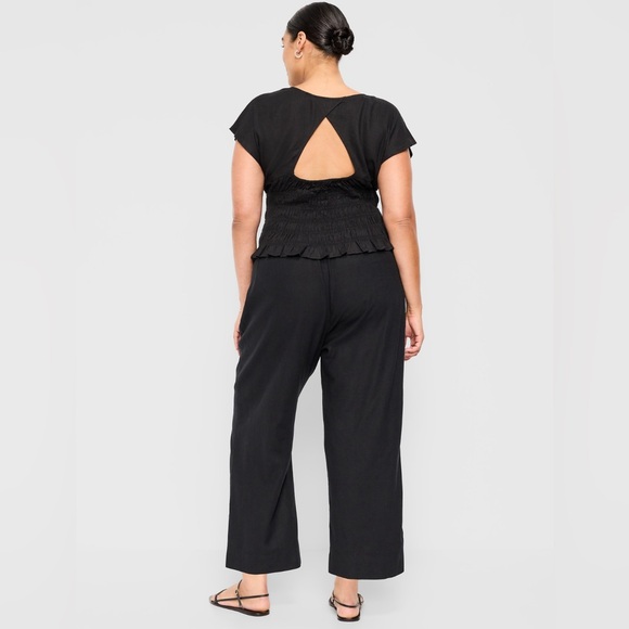 🆕 Old Navy Women's High-Waisted Linen-Blend Straight Ankle Pants Black M 8-10 - Picture 8 of 15